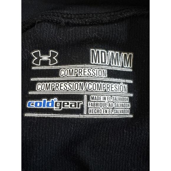 Under Armour Size M ColdGear Mock T-Shirt Black Tight Fitted Long Sleeve - Picture 3 of 3